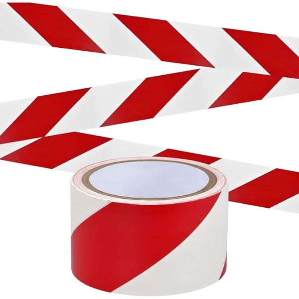 Varningstejp - 4,5 cm x 16 m per rulle - för golv-/säkerhetsmärkning - Röda och vita ränder-DENUOTOP