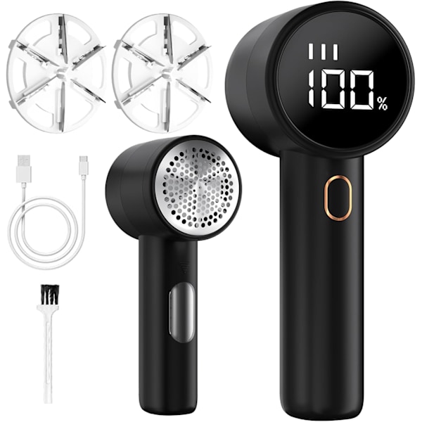 Stofshaver, Bærbar Genopladelig Elektrisk Fussel Fjerner, 3 Hastigheder Justerbar Debobbler, LED Display Boble Fjerner til Tøj, Fusselshaver til Va