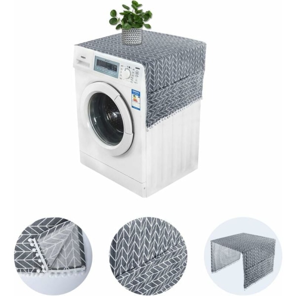 Kjøleskapstrekk, vaskemaskintrekk, vaskemaskinbeskytter, vaskemaskin støvtrekk med oppbevaringslommer 130x55CM (grå pil)