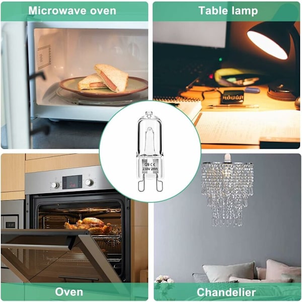 G9 pære 25W 230V dæmpbar varm hvid, G9 halogenpære 300°C tolerance, G9 ovn pære til mikrobølgeovn komfur loftslamper, Pa