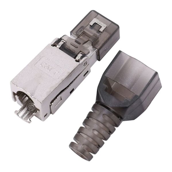 10 stk/pakke RJ45 skjermet verktøyfri Cat 7 termineringsplugg Cat7 plugg/Cat7 kontakt modulære kontakter 23/24AWG-grå