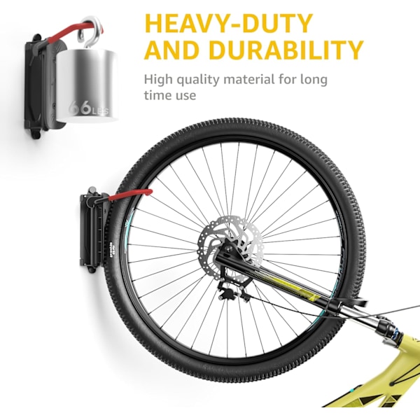 Roterande Cykelväggfäste - Utrymmesbesparande Vertikalt Ställ, Kraftig Hängare, Håller 30 kg, Enkel Installation - Röd, 4-pack