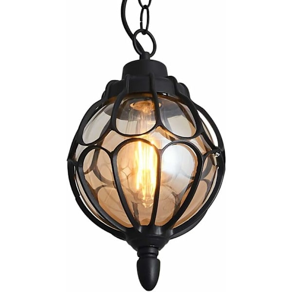 Udendørs hængende lanterne, vandtæt hængende loftslampe med glaskugle, postmoderne lampe til restaurant, bar, køkken, veranda, udendørs, ent