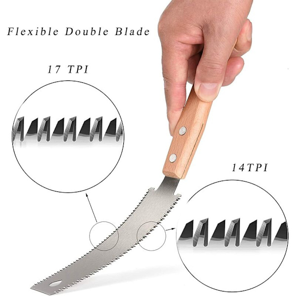 Liten handsåg för träbearbetning, 6 tum flexibel blad dubbelkantad manualer, hobby, DIY, snickeri verktyg skarp och lätt
