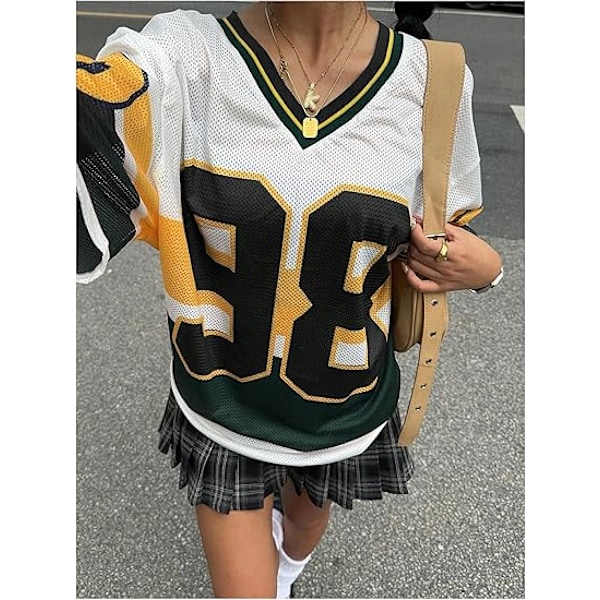 Dame Størrelse Stor Sweater Oversized V-Hals Digital Print T-Shirt Top - Størrelse L - Grøn
