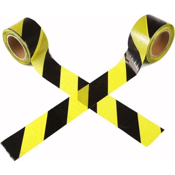 Advarselstape - 100 mm x 30 m per rull - for gulv-/sikkerhetsmerking - svarte/gule striper-DENUOTOP