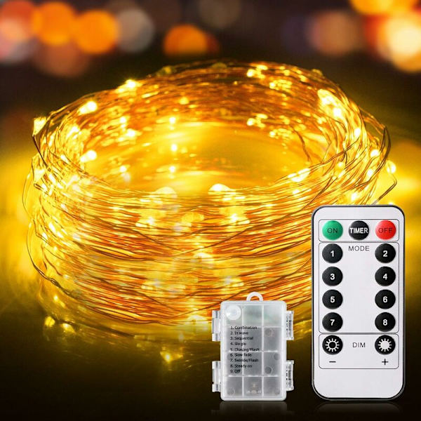 12 metrin ja 120 LED-lampun paristokäyttöiset jouluvalot, IP65-vedenkestävä, 8 tilaa, sisä- ja ulkotiloihin sopiva