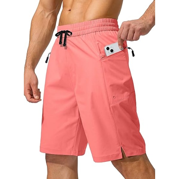 Snabbtorkande badshorts för män med ficka med dragkedja, badshorts för män - Utan meshfoder - XL - Orange Rosa