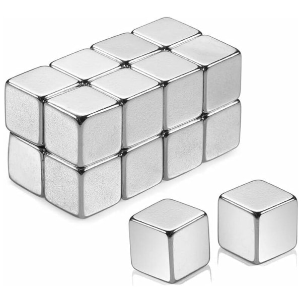 Pakke med 16 neodymkubemagneter Ekstra sterkt sett for glassmagnettavler Kjøleskap Memo-tavle Whiteboard Skolelærerkartkontor med sto