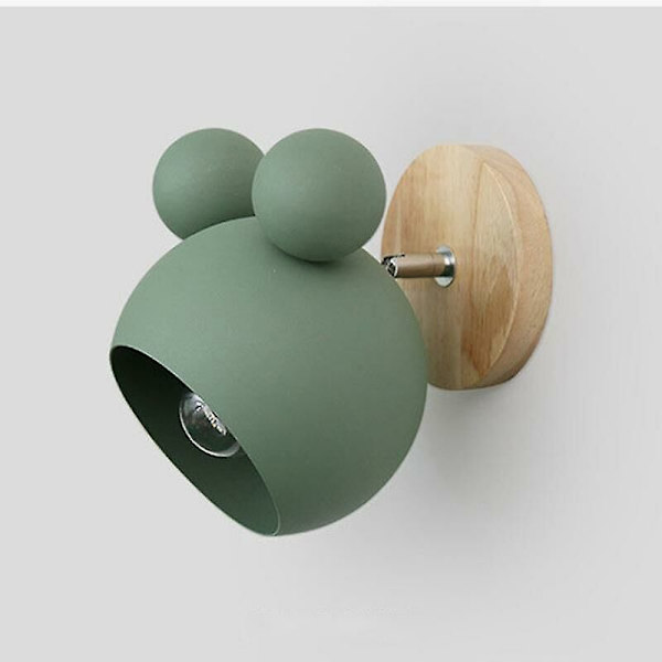 Pohjoismainen seinävalaisin alumiininen mickey-seinävalaisin lasten makuuhuoneen valaisimiin moderni sisäseinävalaisin E27 luova valaisin Vihreä