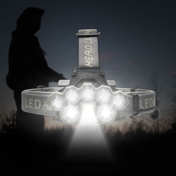 50000LM USB LED Hodelykt Oppladbar 18650