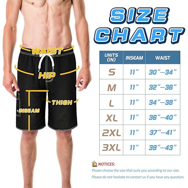 Badbyxor för män, snabbtorkande badshorts med meshfoder, roliga badkläder - XL - Svart