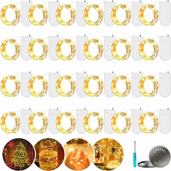 Batteridrivna LED-ljusslingor - 2M 20LED Micro Fairy Lights Koppartråd IP65 Vattentät Dekorativ LED-girlang för inomhus, jul, Ou