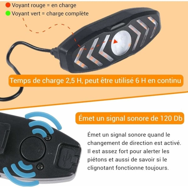 Sykkel-Scooter Lyd Blinkende Baklys, Trådløs Fjernkontroll, 6 Lysmoduser, USB Oppladbar, Vanntett-Lett-Slitesterk, Instant