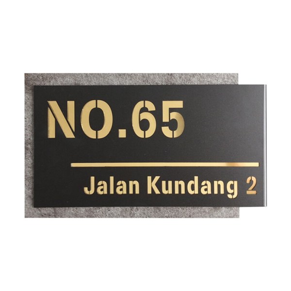Dørnummer Plade Husnummer og navn Tilpasselige tal og bogstaver 200 x 330 mm Akrylmateriale guld skrifttype-DENUOTOP