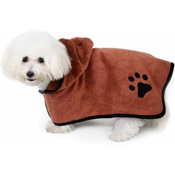 Hundbadrock Handduk Mikrofiber Husdjurstorkrockar Fuktabsorberande handdukar Kappa för hund och katt brun S