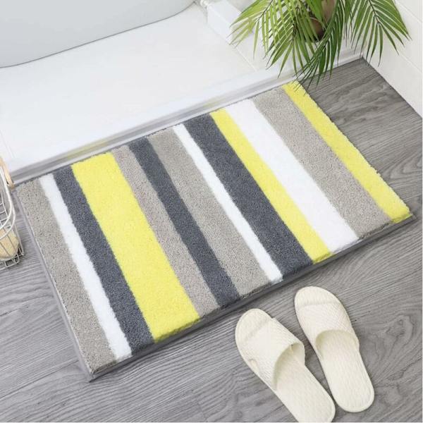 Maskintvättbar halkfri badrumsmatta, ultratjock absorberande duschmatta i mikrofiber, badrumsdekoration, gulㄛ50x80cm