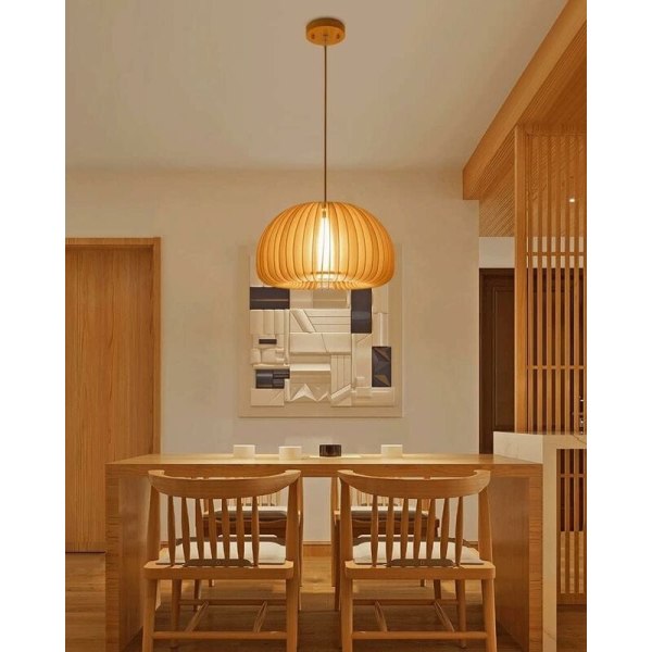 Nordic Pumpkin Ceiling Light Japansk taklampa Massivt trä Belysning för sovrum Kök Restaurang Vardagsrum (Storlek: Bredd: 18cm)-DENUO