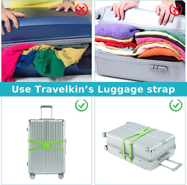 Bagage elastiska remmar TSA-godkända, resväska elastiska remmar för resväskor Lägg till en väska (grön) 2 stycken
