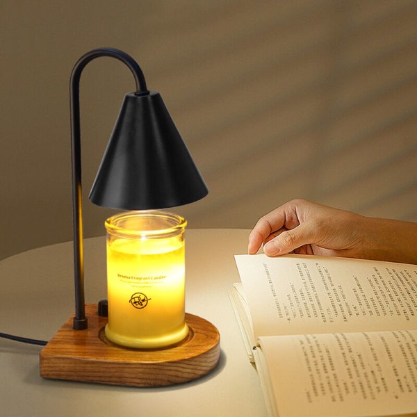 Sänglampa träfotsdoftlampa utan eld med justerbar ljusstyrka, svart -DENUOTOP