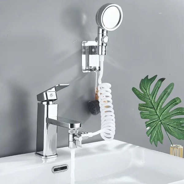 Hånddusj for baderomsvask, universell dusjhode, teleskoprør, perfekt for å vaske hår eller rengjøre vask og bidet