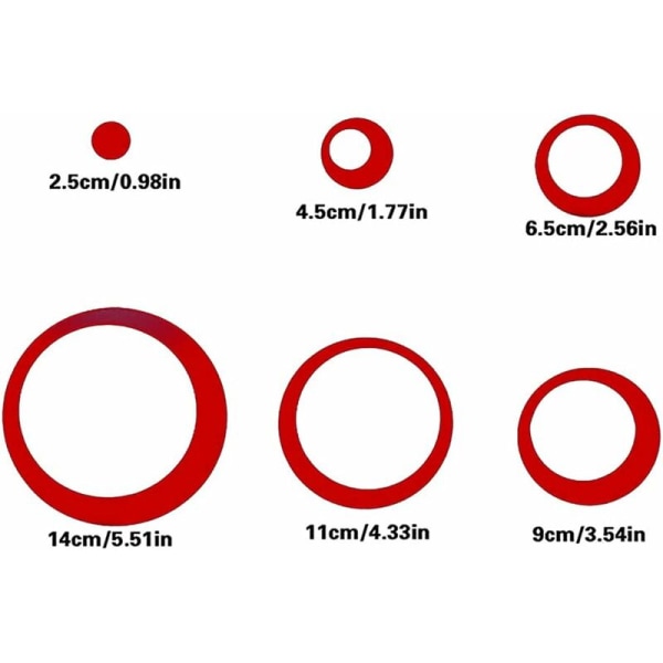 Akrylcirkelspegelväggklistermärken, badrumsväggklistermärken (röd/24 st) HIASDFLS