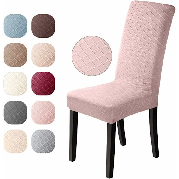 Stoltrekk 4 stykker Spandex stoltrekk Jacquard mønster Universal spisestue Slipcover Slipcover, veldig enkel å rengjøre og holdbar (rosa)