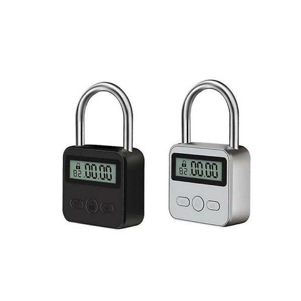 Smart lås metall timing lås elektronisk lås timer hengelås bagasje hengelås oppladbar Sort