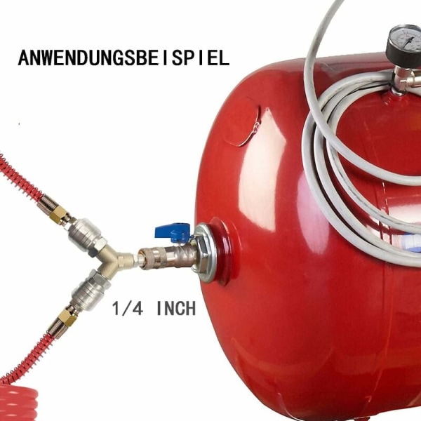 Komprimert luftfordeler, komprimert luftkontakt, komprimert luftbryter, med to 1/4 tommers gjengede kontakter, rustfritt messing, fullt