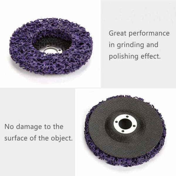 5 stk Poly Strip Wheel Disc Rust Removal Tool Clean Quality Grinder Vinkelslipeskiver Lilla 100mm 60