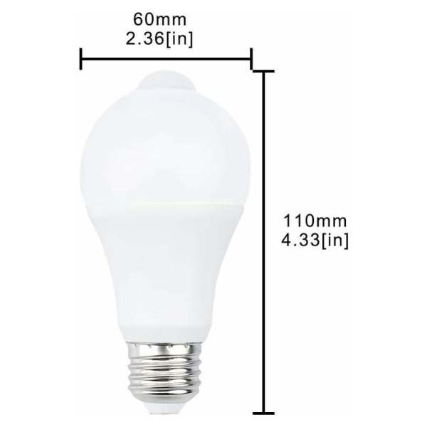 E27 LED-pære med bevegelsessensor Smart lys 9 W Erstatter 90 W sparepære 120° strålevinkel, hvit, E27, 9 W