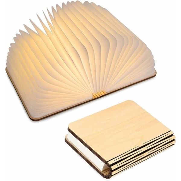 LED Wooden Book Lamp, Folding Magnetic Book Lamp, USB Rechargeable LED Paper Lamp, Decorative Light with 1000mAh Batteries