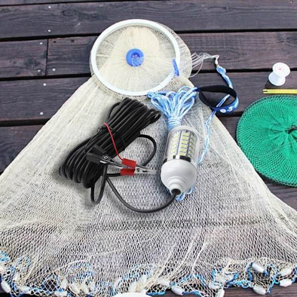 12V 15W Fiske lys 108 stk 2835 Led undervanns fiske lys lokkefisk fiskefinner lampe tiltrekker reker blekksprut krill (hvitt lys + hvitt)