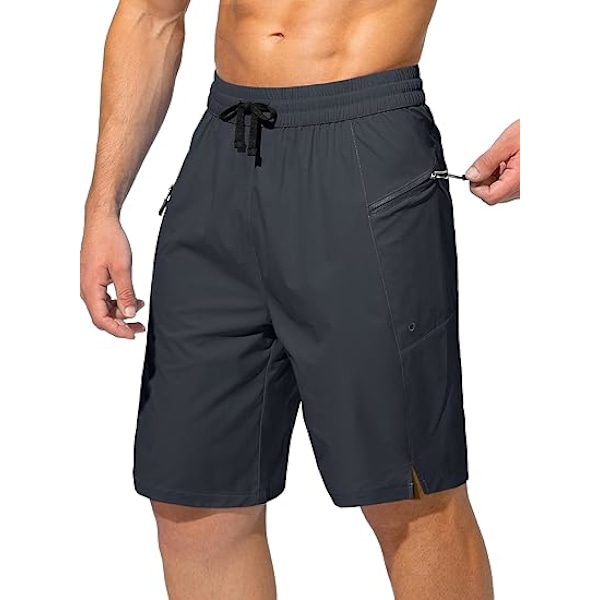 Herre Badeshorts Hurtigtørrende Strandshorts med Lynlåslomme Herre Badetøj - Uden Mesh Foring - XL - Mørkegrå