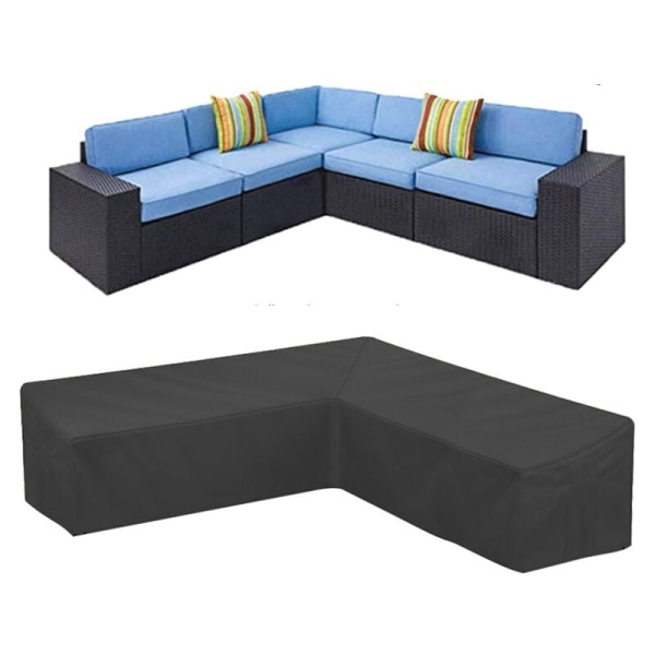 Hagesofa hjørnetrekk vanntett 210D Oxford støvtett trekk for hagemøbler L-formet hjørnesofatrekk (320x320x80cm)