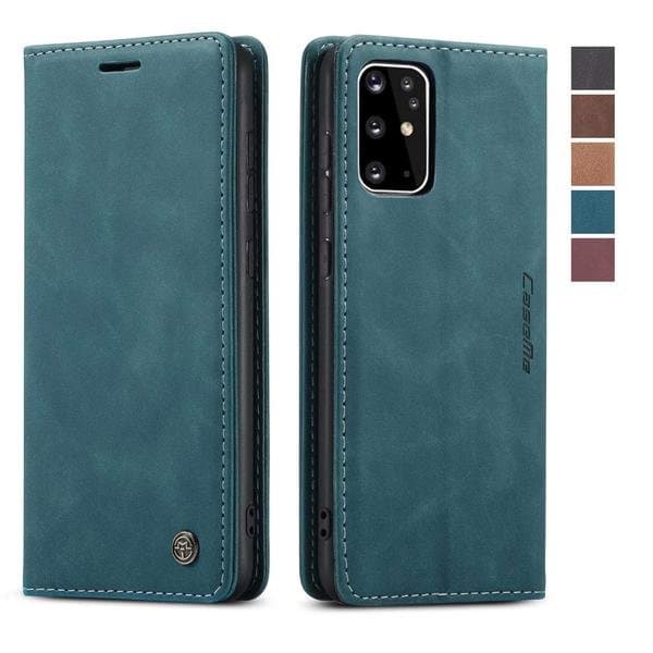 Högkvalitativ Plånboksfodral i Läder för Samsung S20|Grön