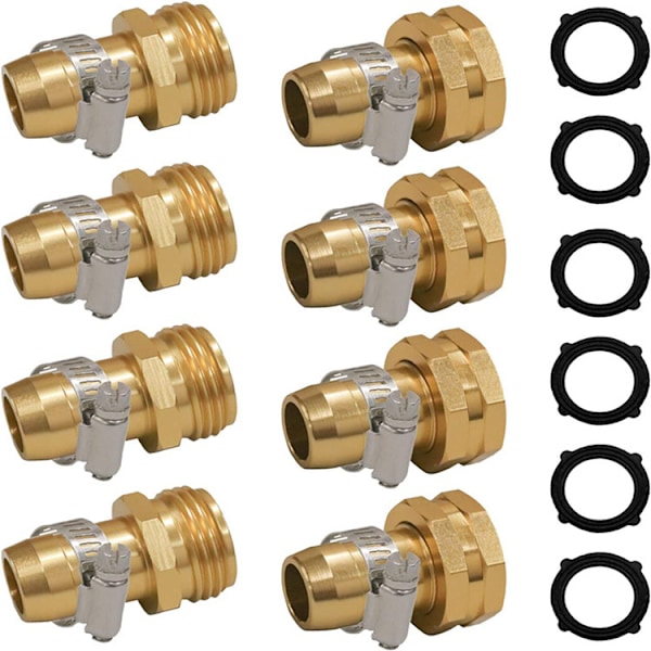 Puutarhaletkun korjausliittimet puristimella, sopii 3/4\" tai 7/8\" puutarhaletkuliittimille, 4 kpl:n setti