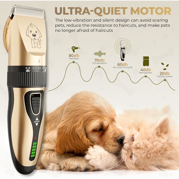Hårtrimmer for hund, oppladbar