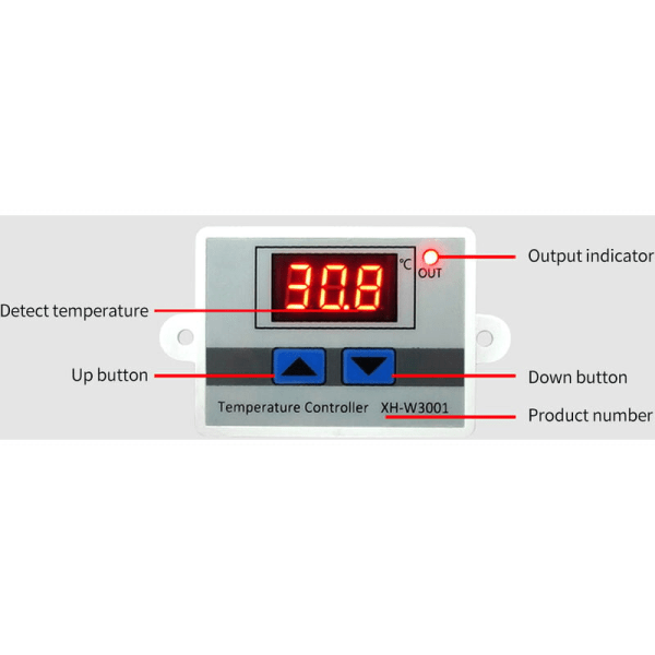 Digital Temperature Controller Display Thermostat Control Switch and Thermistor Sensors Temperature Probe (12V 120W)