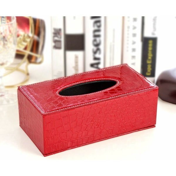 PU Leather Household Office Rectangular Tissue Box Paper Holder Box Cover Case Napkin Car Holder Car Automobile Decoration (Crocodile Patter