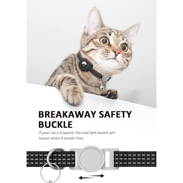 Katthalsband, GPS-tracker katthalsband med breakaway-funktion och bjällra, lättviktigt för katter och kattungar (Svart)
