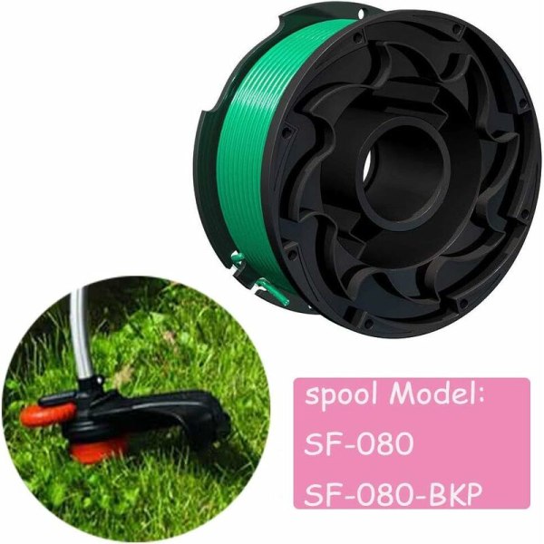 SF-080 Udskiftningsspole til Black and Decker GH3000 LST540 LST540B GH3000R SF-080-BKP Auto Feed Spole 20ft 0,080 tommer Enkeltlinjesnor