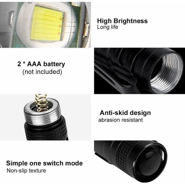 1 stk bærbar lommelykt, ultrasterk LED-lommelykt, minipenformet lommelykt HIASDFLS