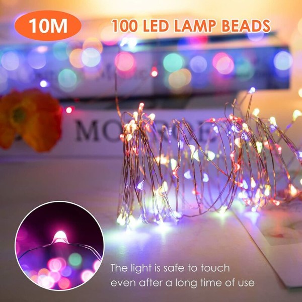 10M/200 LED batteridrevne strenglys, LED-fe-lys, vandtæt IP65, indendørs og udendørs dekoration til jul, nytår