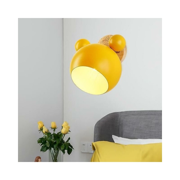 Nordisk vägglampa aluminium mickey vägglampa för barn sovrumslampor modern inomhus vägglampa armaturer e27 kreativ armatur gul