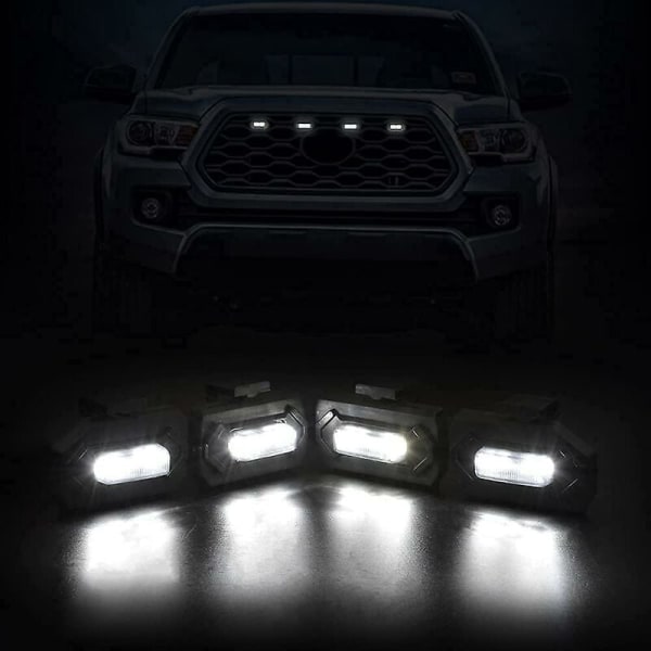 4 stk. LED Front Grill Lights til Off Road 2020 2021 Ekstern Grill Lampe, Gult Lys