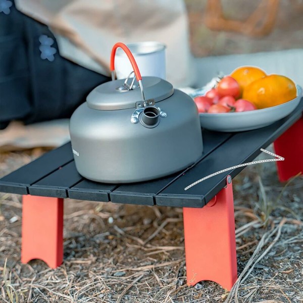Campingbord, hopfällbart, bärbart, aluminium, min, kompakt, för camping, picknick, utomhus, resor, strand, 39,5x28x12cm (svart+röd)