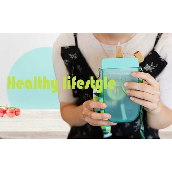Söta vattenflaskor med sugrör för barn, unik Kawaii popsicle formad plast läcksäker kittel 300ML, justerbar axelrem transparent W