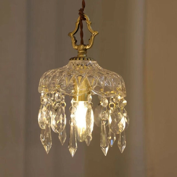 Hvid loftlampe med perler Rund E14 --1524cm-DENUOTOP