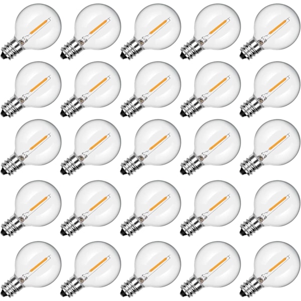 25 kpl G40 LED-lamppuja, E12 LED-kynttiläkanta, 0,6 W LED-lamput vastaavat 7 W Edison-lamppuja, särkymätön pallolamppu ulkokäyttöön